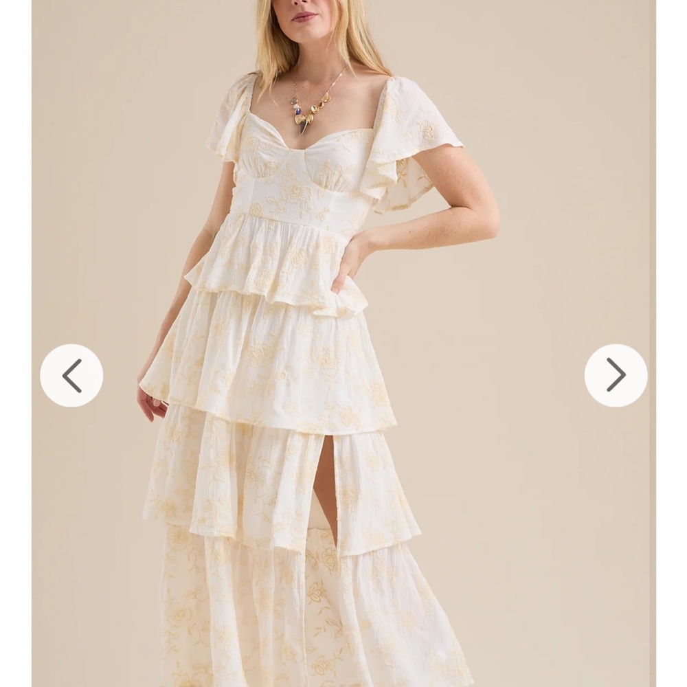 Altar'd State Cream Floral Tiered Maxi Dress